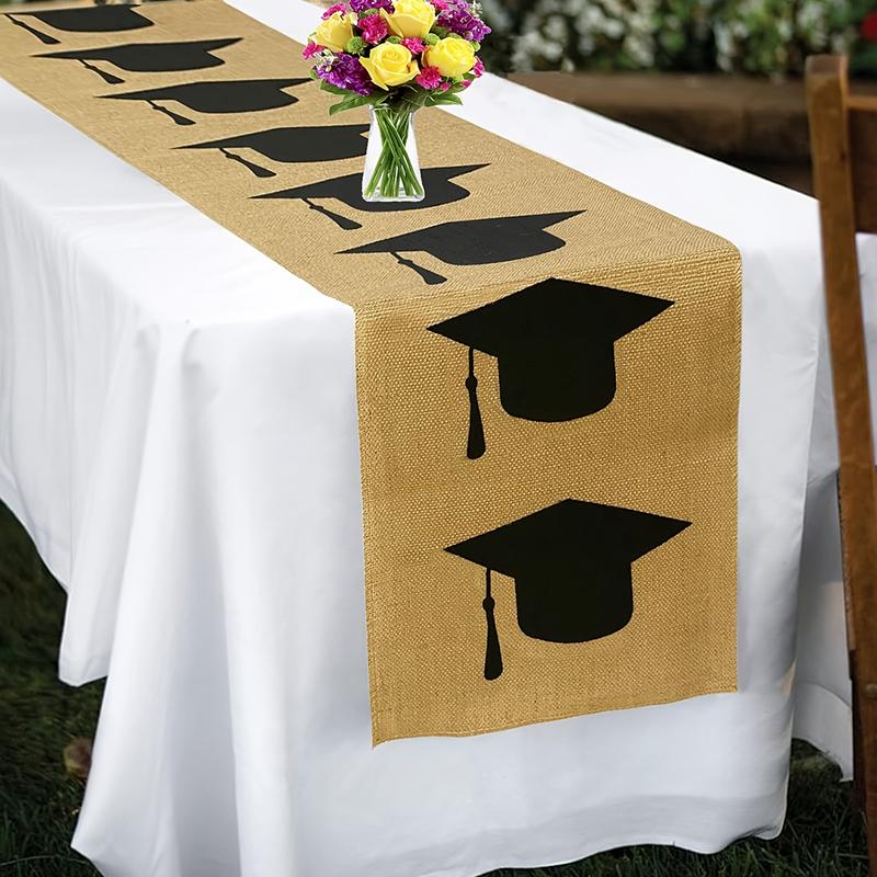 1 kus Stolní běhoun s maturitní tématikou Černý a žlutý Odolný Lněný lem Rustikální Stolní běhoun Pokojová dekorace Více velikostí