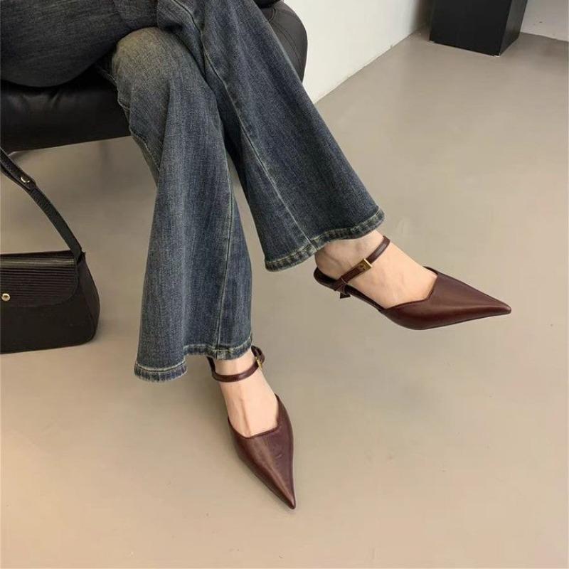 Fashion 2025 Fashion Brand  Shoes Women Slippers Pointed Toe Thin Low Heels Pumps for Party Dress Shoes Elegant Pumps Shallow Mujer