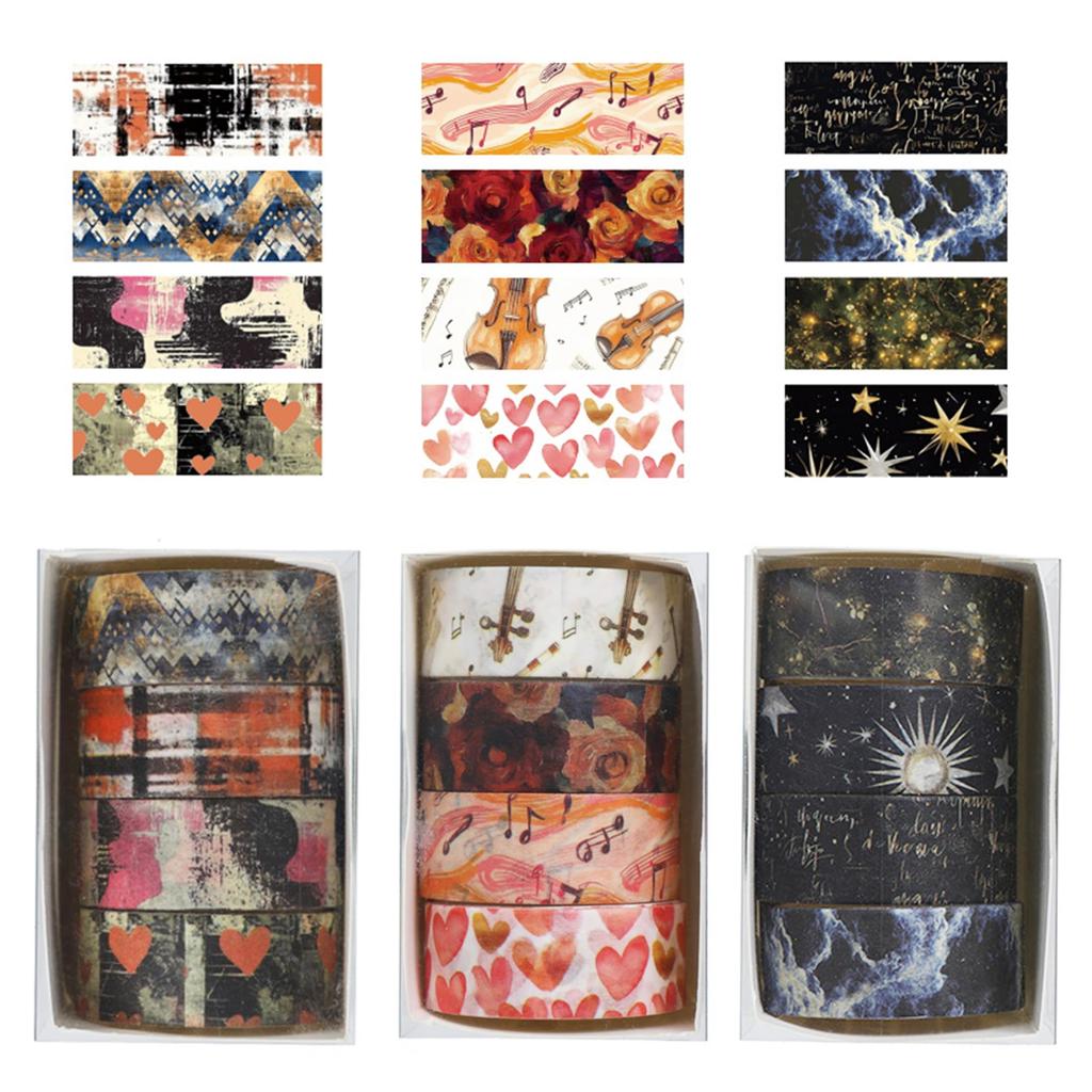 Bandă Washi de Mascare YUBBAEX cu Model Botanic Artistic Retro pentru și Scrapbooks Bandă, Set de 12 Role, Modele, Stil, Agende, Decorațiuni, Ambalare,