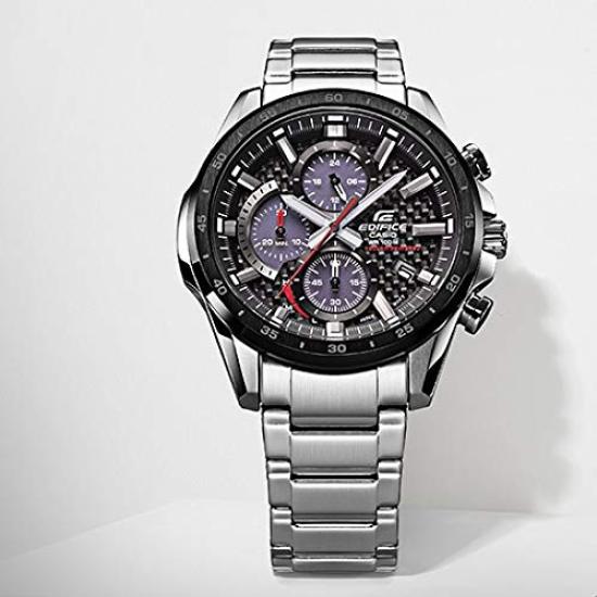 Casio EDIFICE CHRONOGRAPH Analog Black and Silver EQS-900DB-1A Men's Solar-Powered Watch, Waterproof