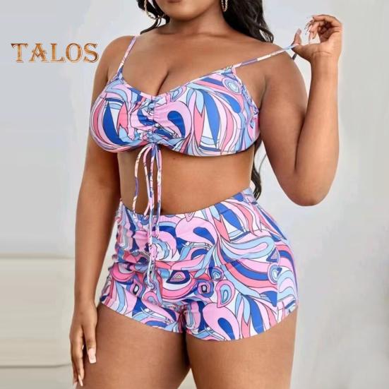 3Pcs/Set Women Sexy Bikini Set Print Sling Bra High Waist Swimming Trunks Sunscreen Cardigan Set Quick Drying Swimsuit Beachwear