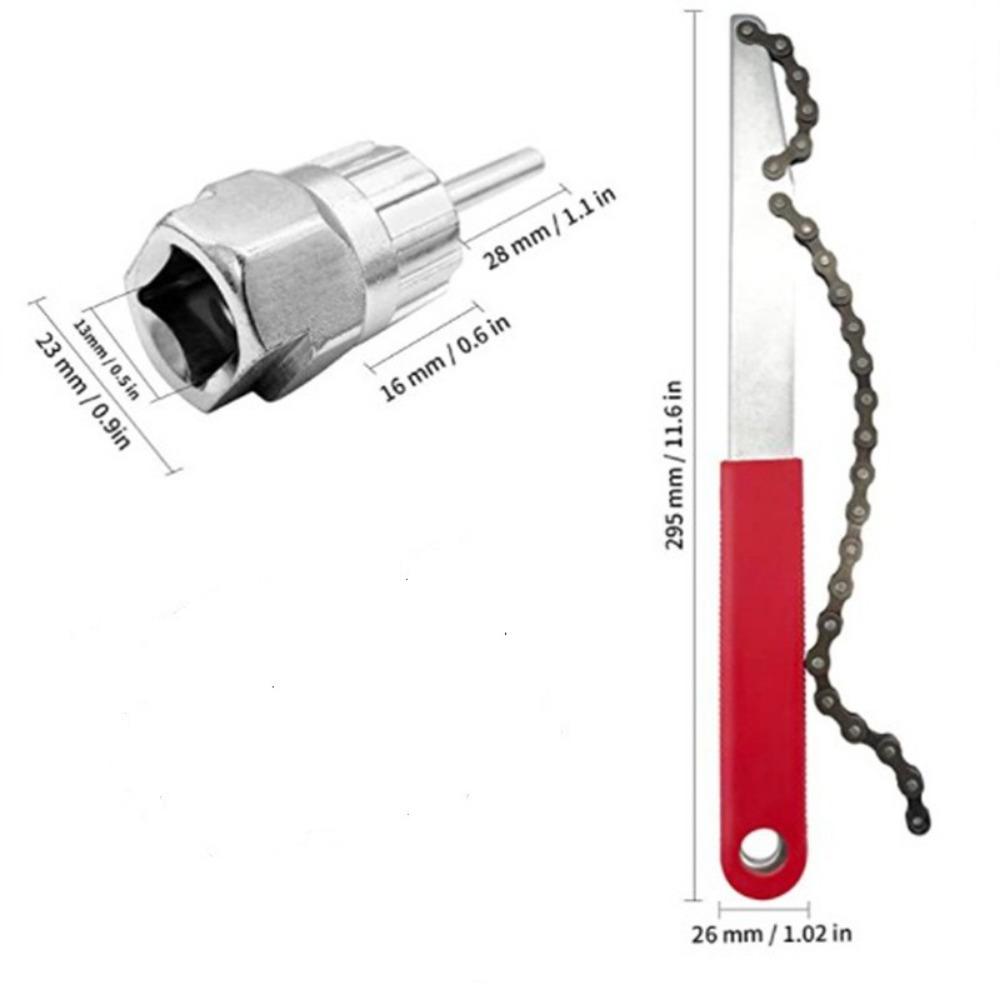 Bike Flywheel Removal Tool Kit with Cassette Wrench 12 Teeth MTB Cassette Sprocket Removal Wrench Portable Bicycle Repair Tools