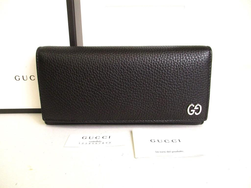 

Автентичний GUCCI GG Metal Black Leather Bifold Long Flap Wallet #9286 Refurbished