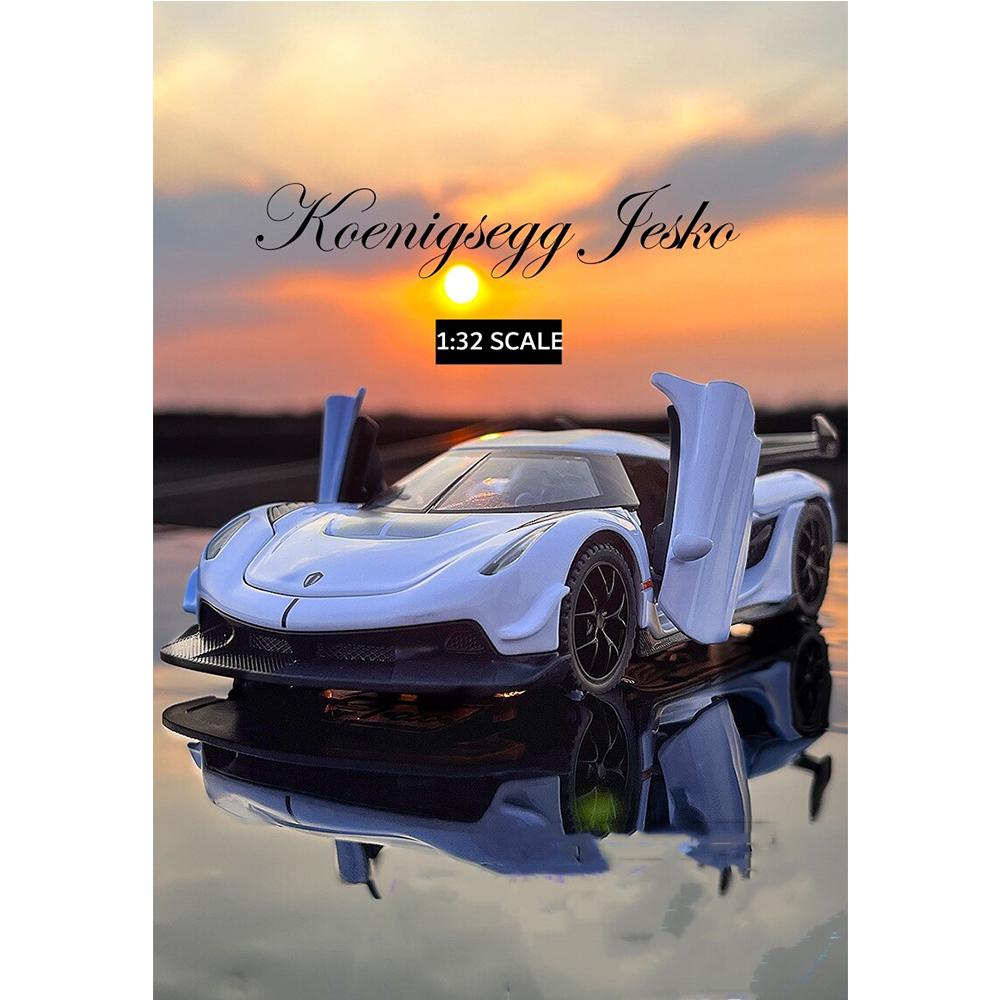 1/32 Scale Koenigsegg Jesko Zinc Alloy Model Car, with Light & Sound & Pull-Back Diecast Toys Gifts Collections Decorations For Boys