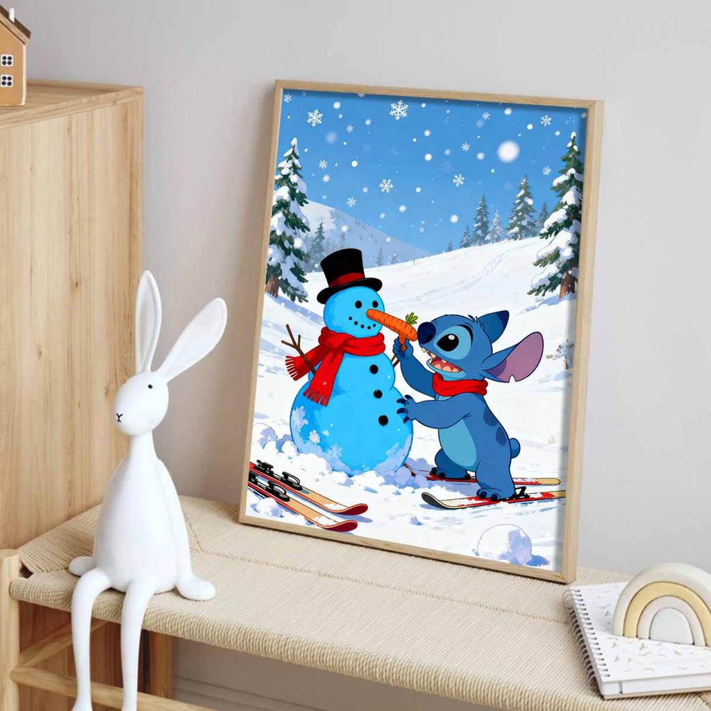 Disney Diamond Painting Stitch Making Snowman DIY Diamond Art Painting Set for Home Office Decoration Handmade Gifts