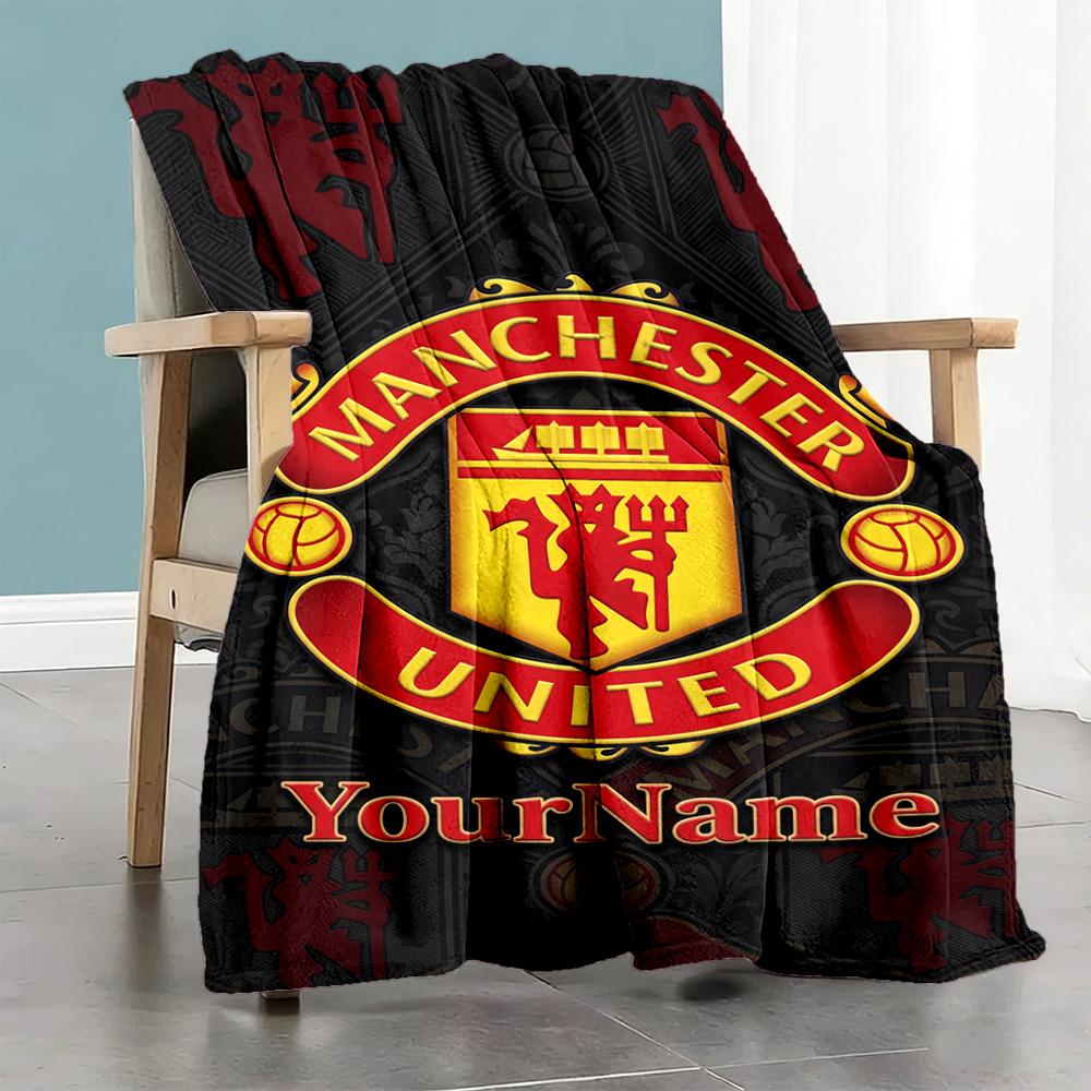 Manchester Customize Text Blanket Gift Customizable Blanket Soft Warm Cozy Great for Chair Seaside Bed Living Room All-Season Use