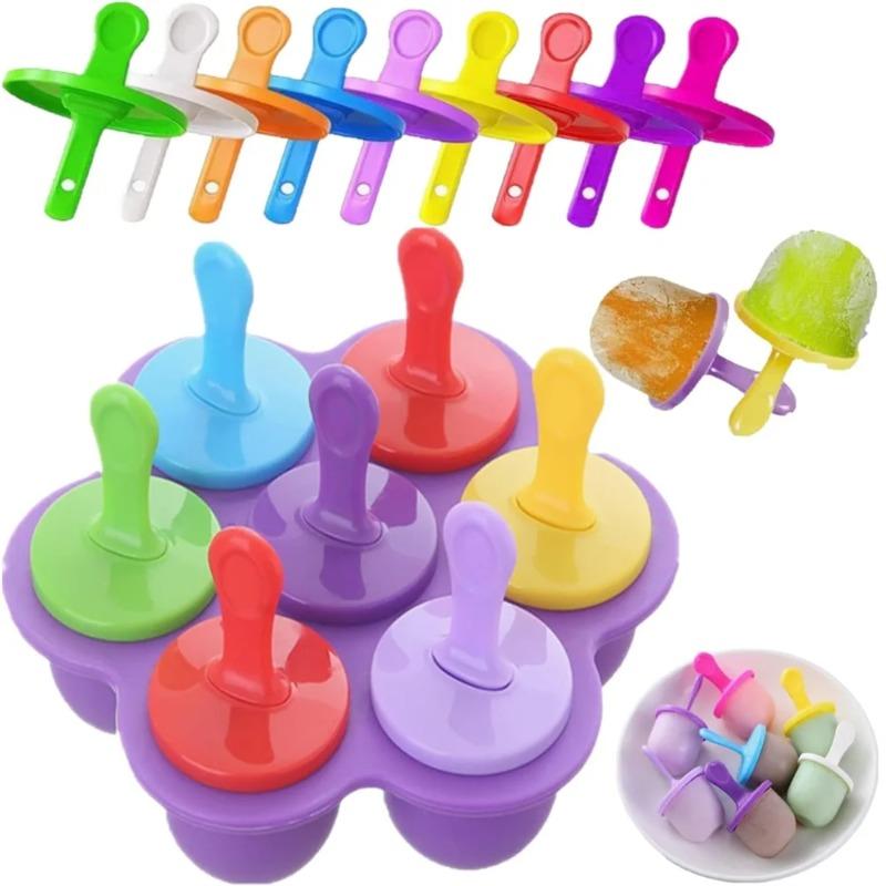 

7 Holes DIY Ice Cream Pops Silicone Mold Ice Cream Ball Maker Popsicles Molds Baby Fruit Shake Home Kitchen Accessories Tool фиолетовый