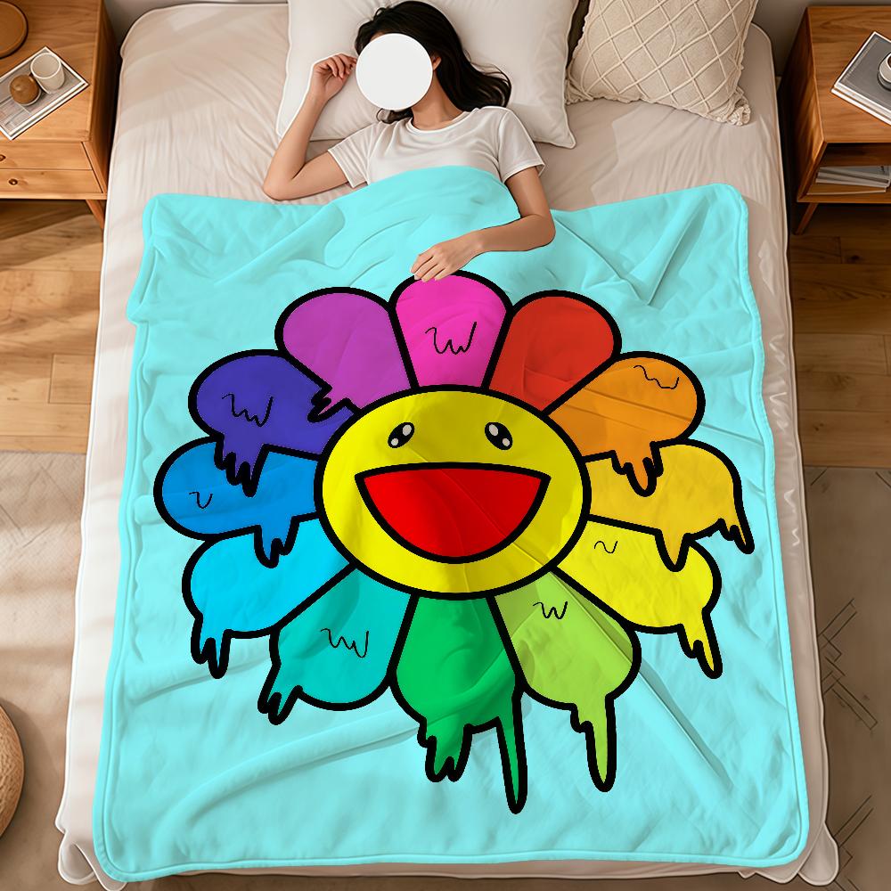 flower face Abstract pop modern murakami soft warm plush blanket dorm sofa living room pet hogar bedroom gift nap home Flannel