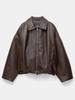 Women's Brown Faux Leather Pilot Jacket with Belt