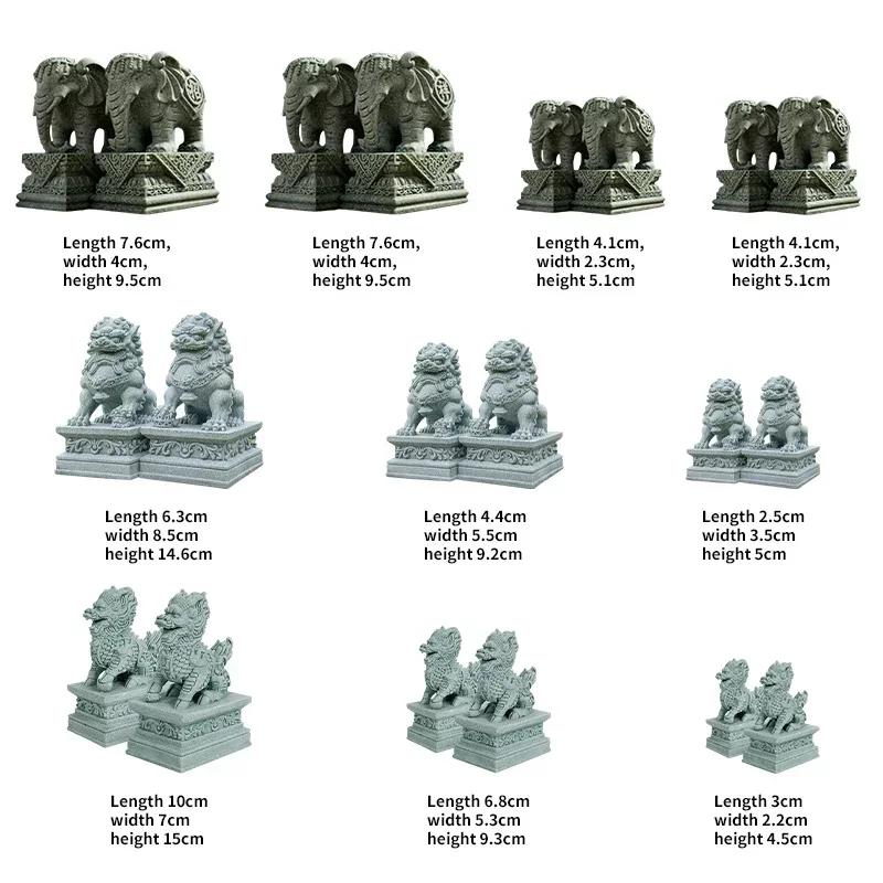 Coppia di Fu Foo Dog Statue di Pietra Guardiane Leoni Statuette Decorative Cinesi Feng Shui Ornamento da Scrivania Decorazione per Casa Soggiorno Bar Caffetteria
