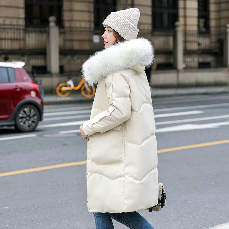 CHDWEY Dames Donsjack Fluffy jacket down hat thick windproof warm hood winter down jacket(Mavi,XX-Large
