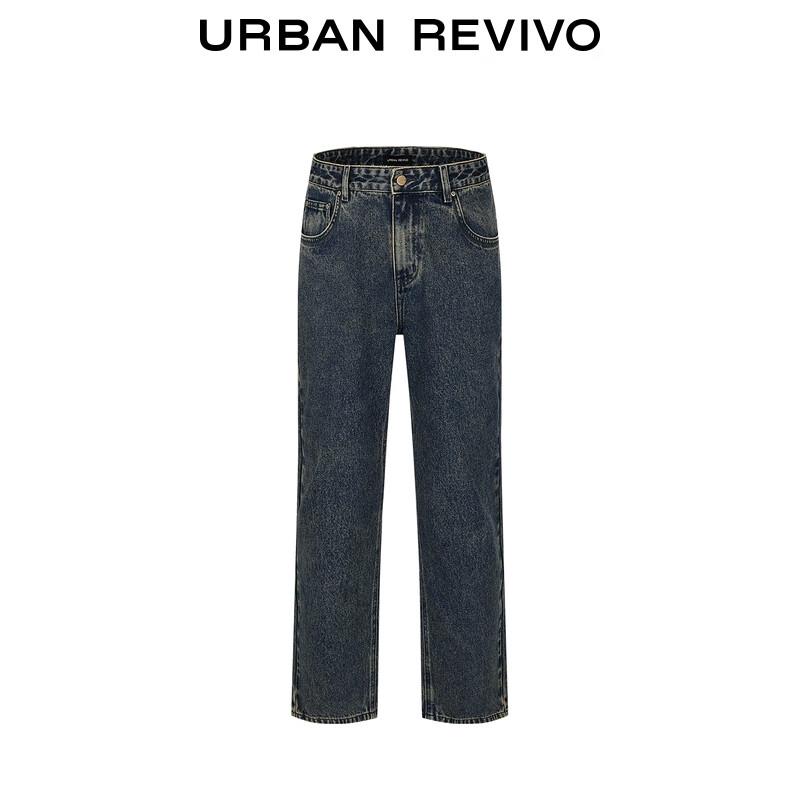 UR 2025 Winter Men's Retro Washed Straight-Leg Denim Jeans