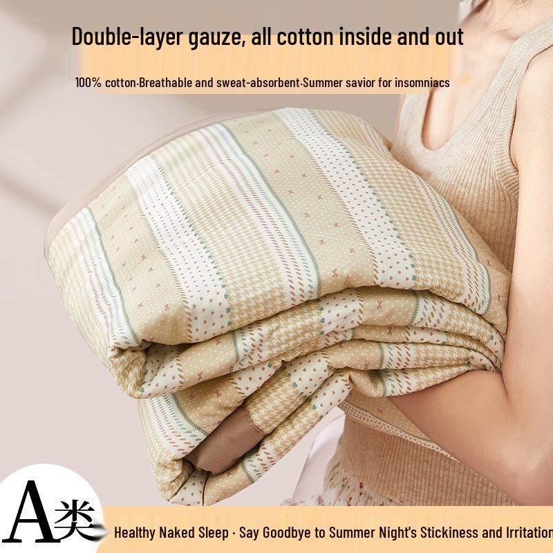 Summer Cool 100% Cotton Double Layer Gauze Quilt Set