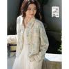 Demana Women's Loose Fit Tie-Dye Embroidered Cotton Denim Jacket