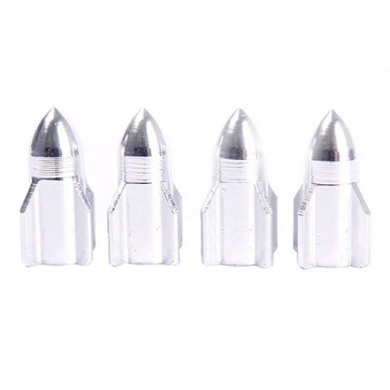 4Pcs Auto Car Alloy Rocket Bike Aluminum Tire Shape Tyre Valve Wheel Stem Cap