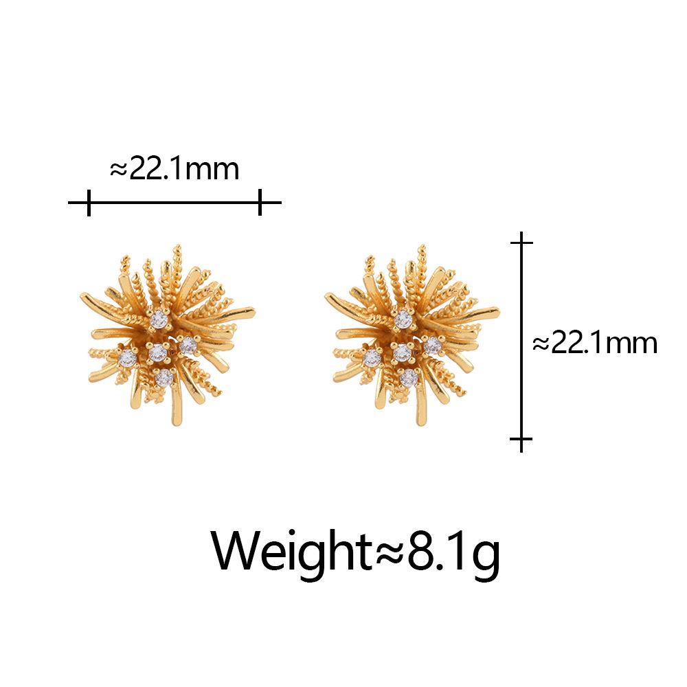 Dandelion Zirconia Stud Earrings: Women's High-End Retro Luxury for Spring/Summer