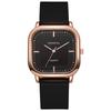 Rose Gold Silicone Strap Square Quartz Watch for Women and Students