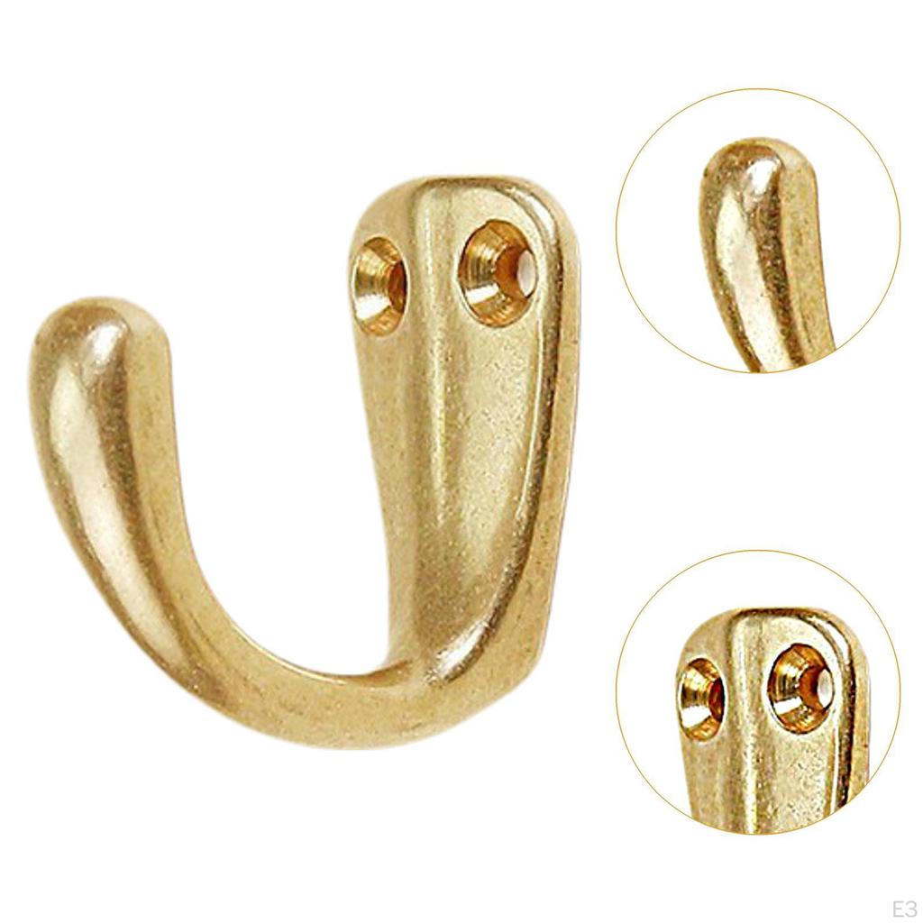 3 Pack of Wall Hooks for Coats Brass Hardware Entryway