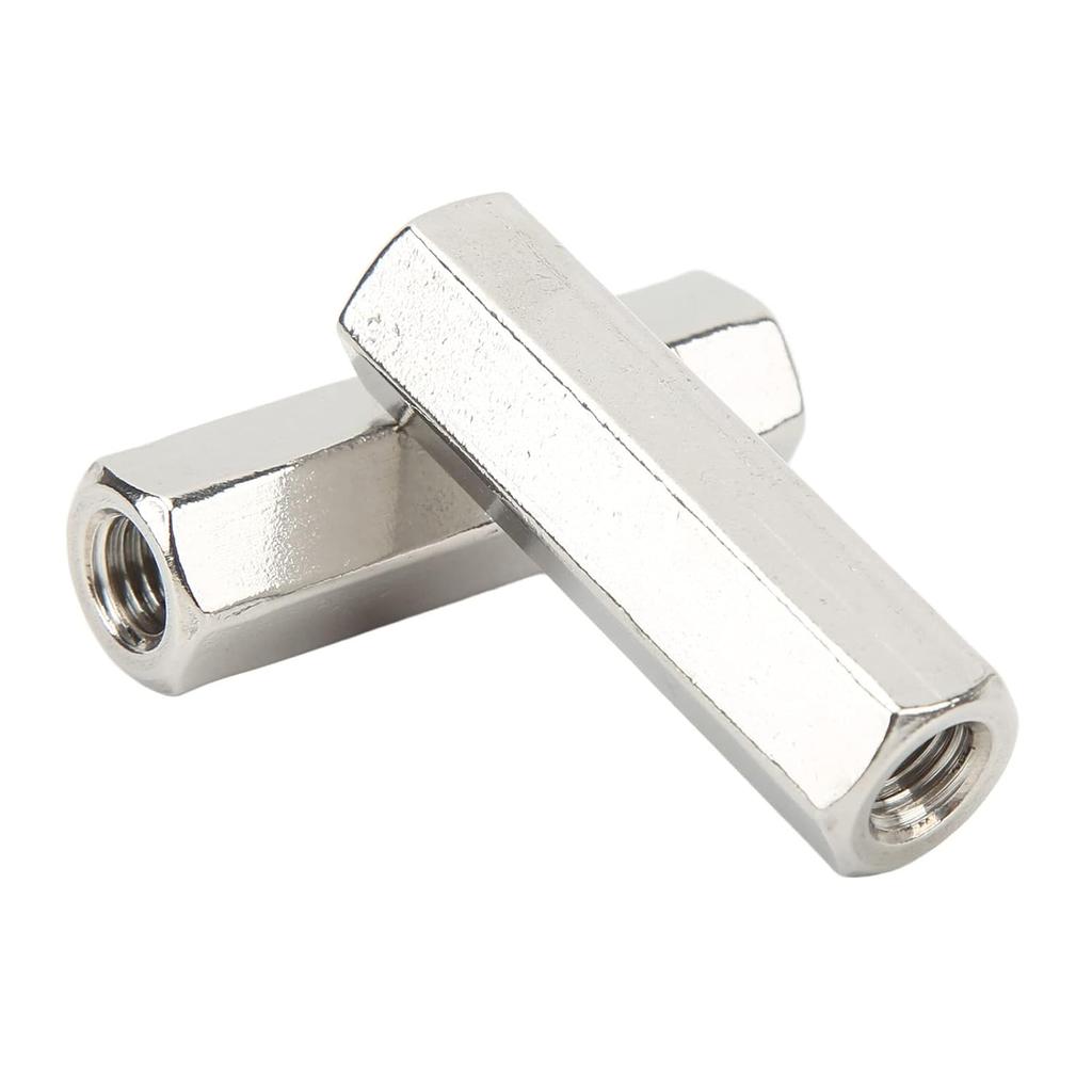 5 Pcs Hex Coupling Nut M10 X 1.5 Female Thread 17mm Outer Diameter 60mm Length Nuts Connector 304 Stainless Steel Silver Rod Coupling Nuts