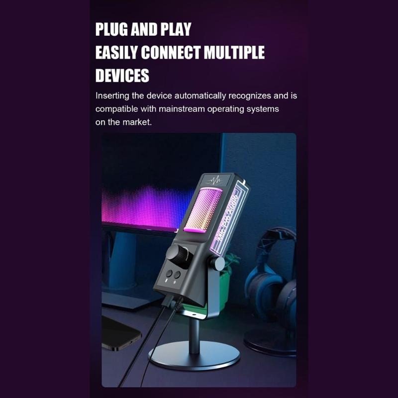 Gaming Microphone With Advanced Noise Cancellation For Clear Recording In Live Streaming Mobile Applications