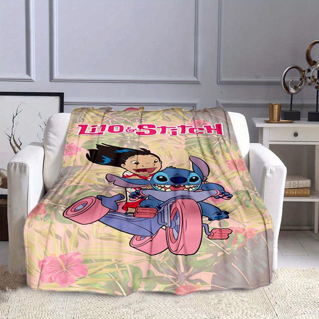 1pc Stitch Printing Blanket - Soft, All-Season Throw for Living Room, Bedroom,Personalized Gift with Adorable Cartoon Design