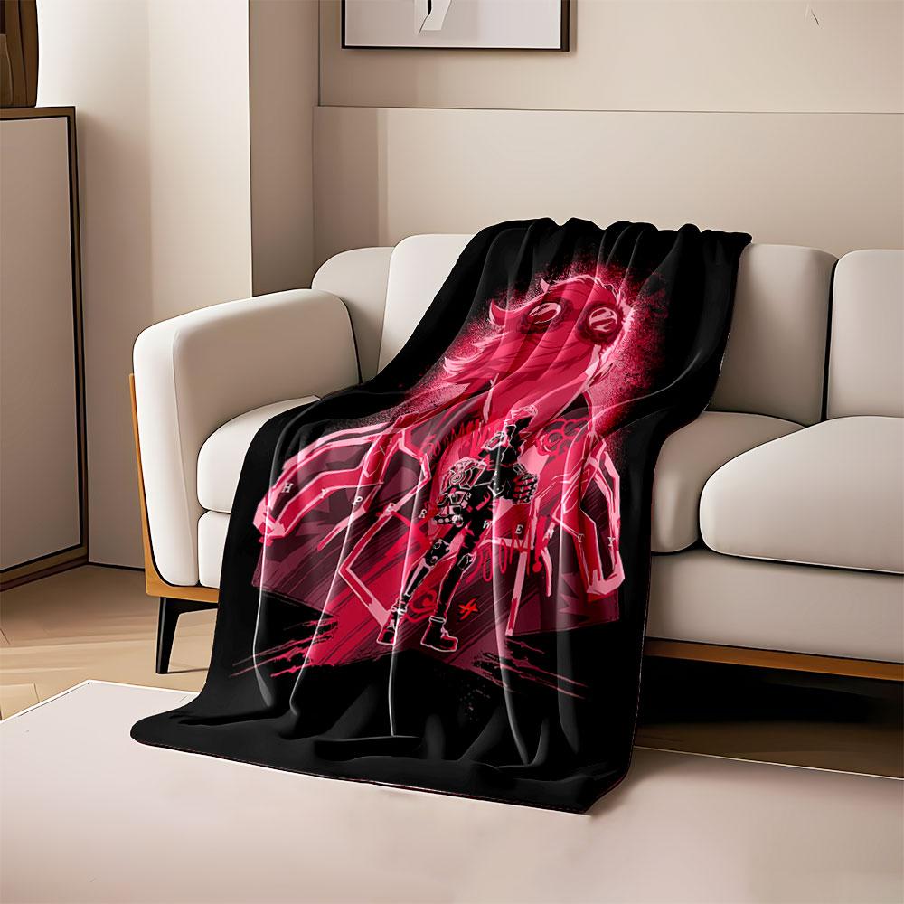 

A futuristic figure in red tones, surrounded by glowing energy patterns. for all seasons blanket lunch break throw gift 80cm x 120cm