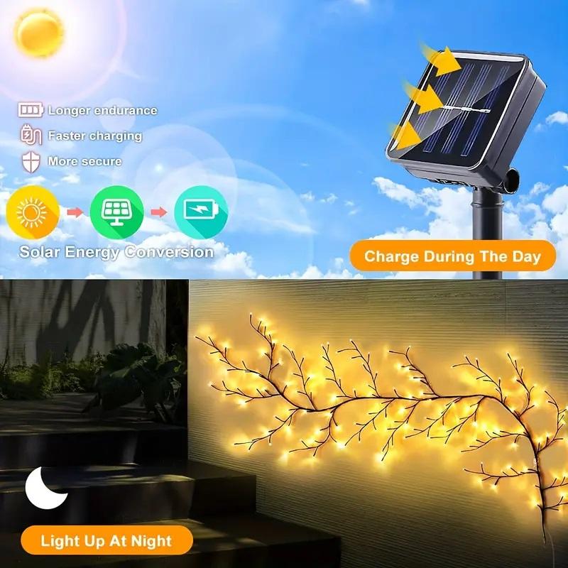 

Solar Willow Vine Light Indoor Outdoor Wall Bedroom Decor 72LEDs Lights Solar String Light For Christmas Holiday Party Decor