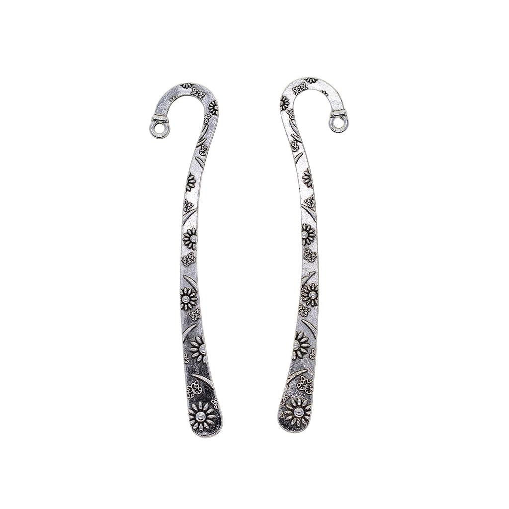 20Pcs Tibetan Silver Blank Beading Bookmarks Daisy Flowers Loop DIY Making