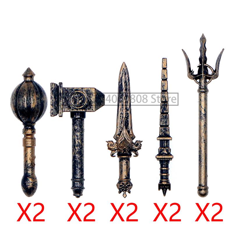 MOC Military Building Blocks Medieval Soldiers Knight Figures Weapons Accessories Witc Hat Helmet Shield Spear DIY Brick Toy T10