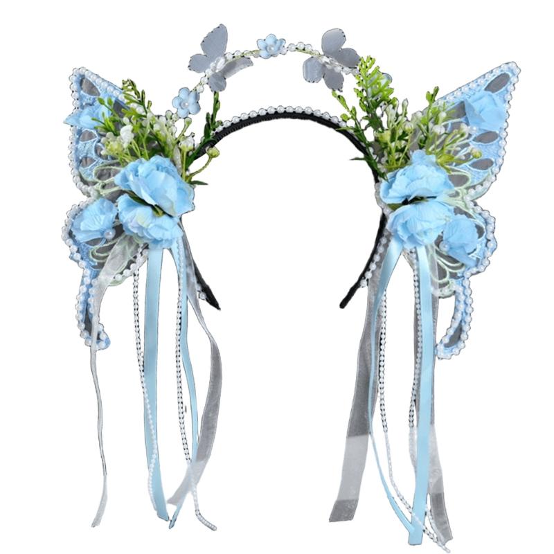

Bohemian Flower Tassels Hairband Hair Styling Accessories For Wedding and Music Festival Hair Shaping Props Decoration синій