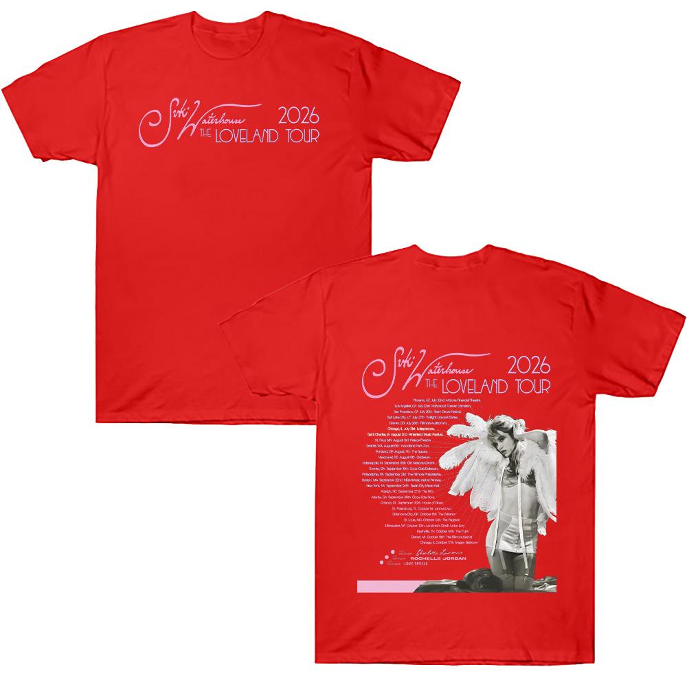 

Suki Waterhouse Printing T Shirts The Loveland Tour Graphic T-Shirt Women Men Fashion Cotton Short Sleeve Tee Comfort Clothes XXL червоний