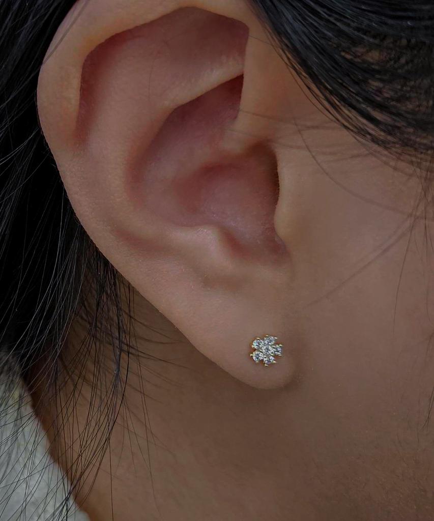 Helene Jewelry 14K Say Flower Cubic Earrings