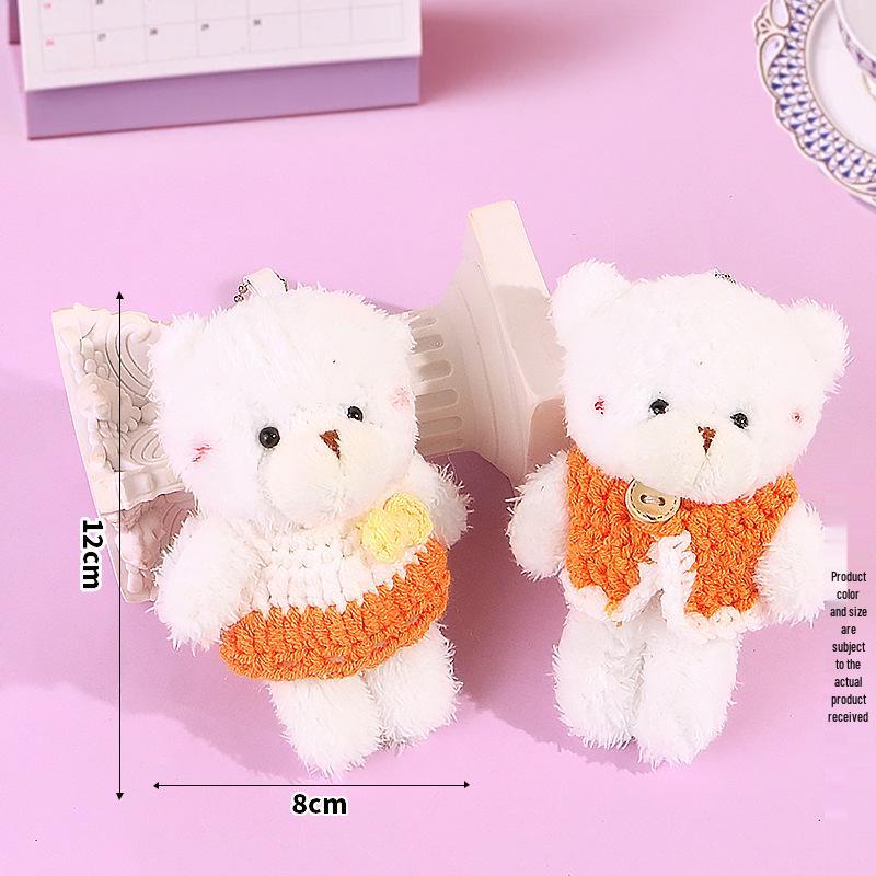 Blush Bear Plush Vest Keychain - Cute Teddy Backpack Charm Gift
