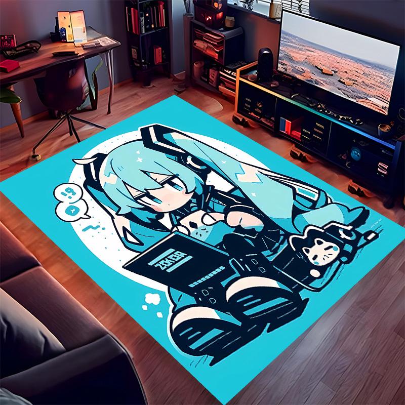 Hatsune Miku Printed Absorbent Washable Carpet, Non-Slip Bathroom Mats, Kitchen Rugs, Yoga Mat,Living Room Entrance, Camping Picnic Rugs