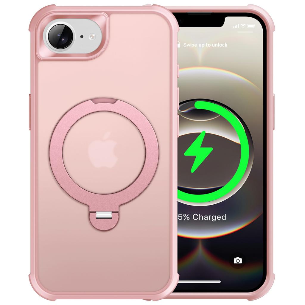 For iPhone 16e Case Compatible with MagSafe Rotatable Kickstand TPU+PC Shockproof Phone Cover