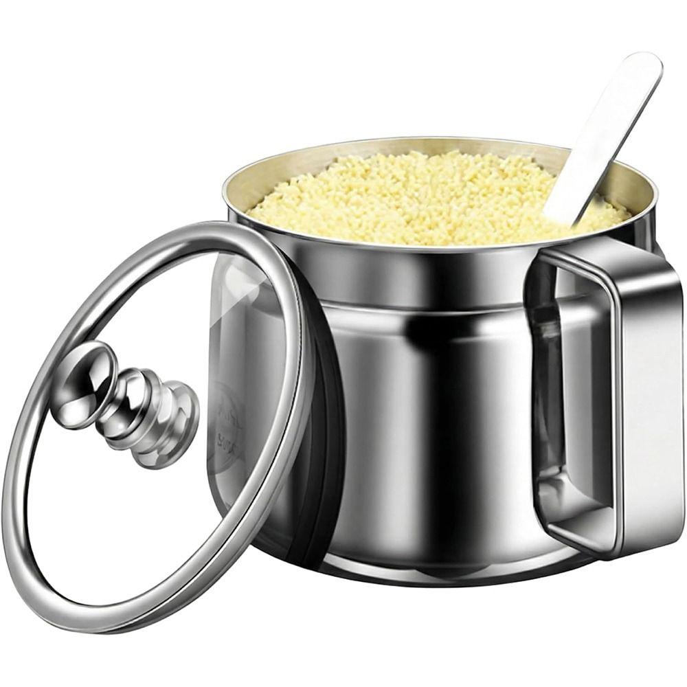 With Clear Lid and Handle Stainless Steel Seasoning Containers 500ml Spice Jars  for Home Kitchen