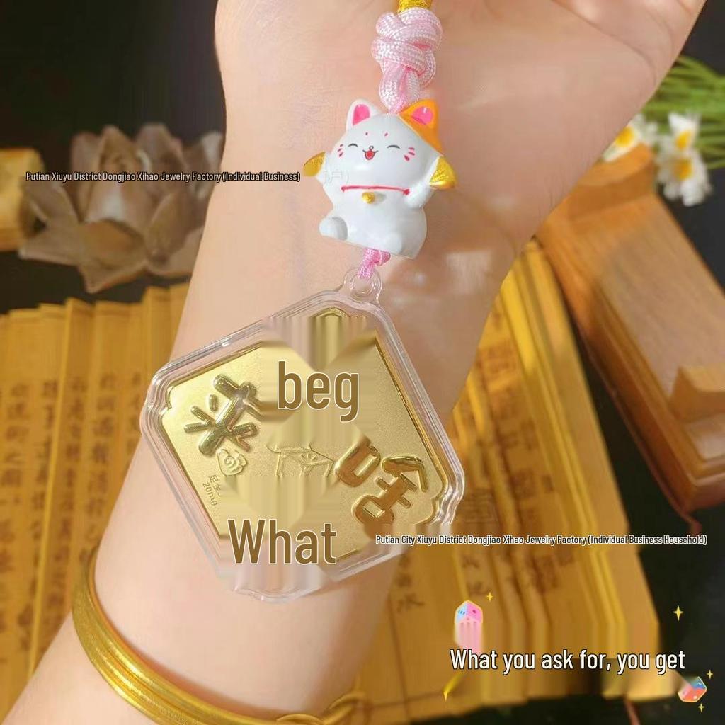 999 Pure Gold Wealth Cell Phone Charm & Handbag Pendant for Abundant Prosperity