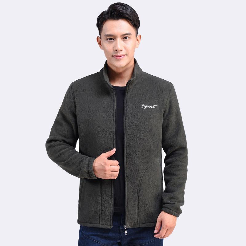 Polar Fleece Outdoor Fleece Men's Cardigan Casual Loose Large Size Jacket Middle-aged and Elderly Men's Dad Wear