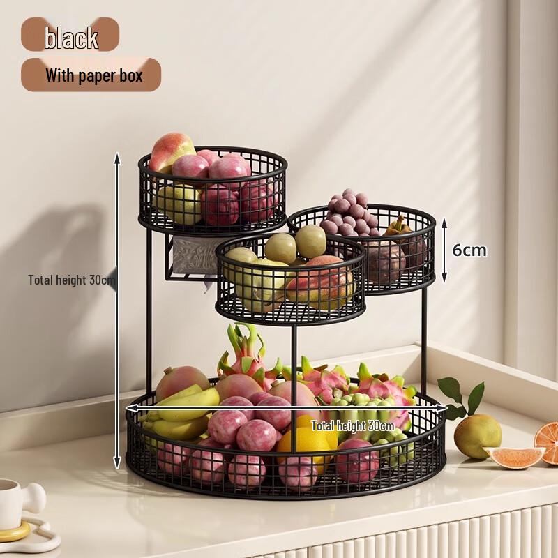 Многоярусная металлическая фруктовая корзина с коробкой для салфеток