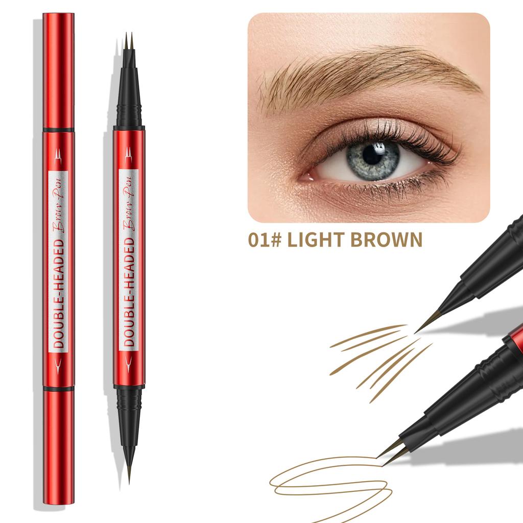 Red Tube Double-Headed Binary Eyebrow Pencil Waterproof And Non-Smudging Natural Wild Bionic Eyebrow Two-In-One Eyebrow Pencil