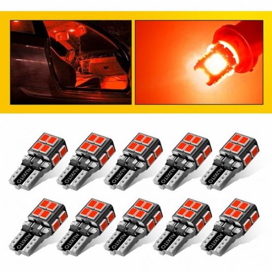 AUXITO 10 шт. Светодиодные лампы габаритных огней 168 194 2825 T10 Wedge Canbus Супер Красный