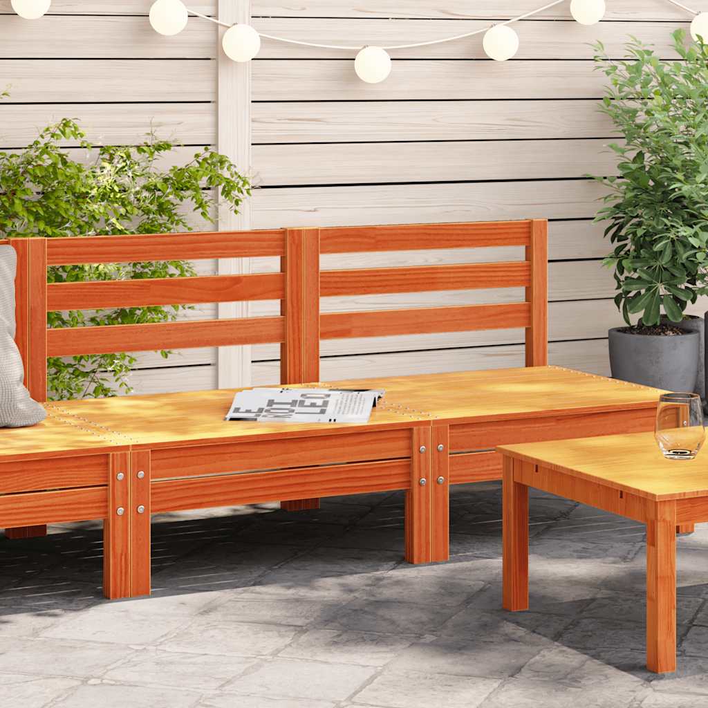 Garden Sofas without Armrests 2 pcs Wax Brown Solid Pine Wood