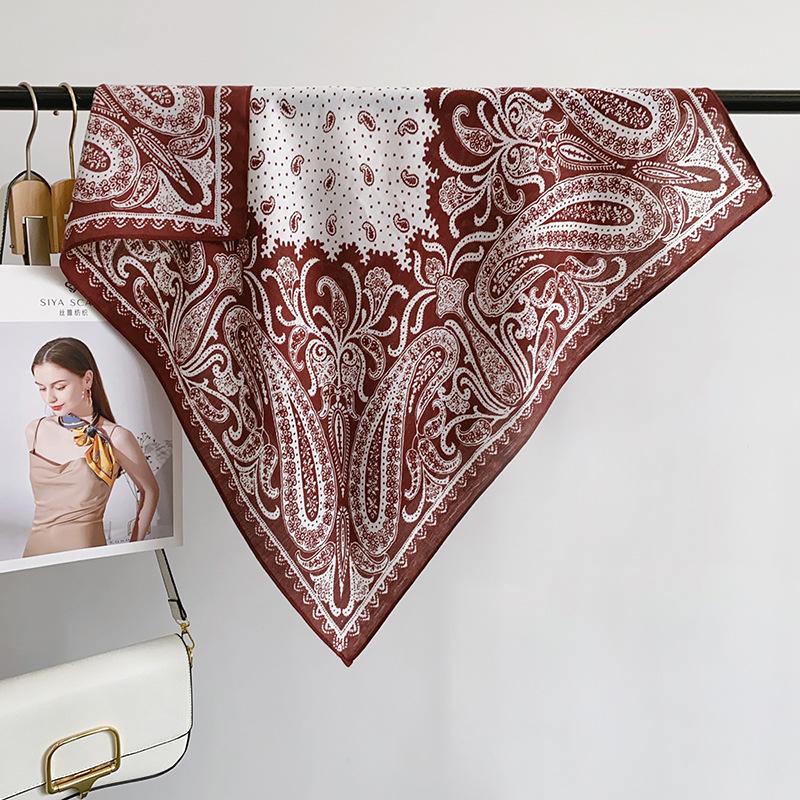 Retro French design cashew flower 68 herringbone pattern square scarf women's foreign style advanced temperament silk scarf tide