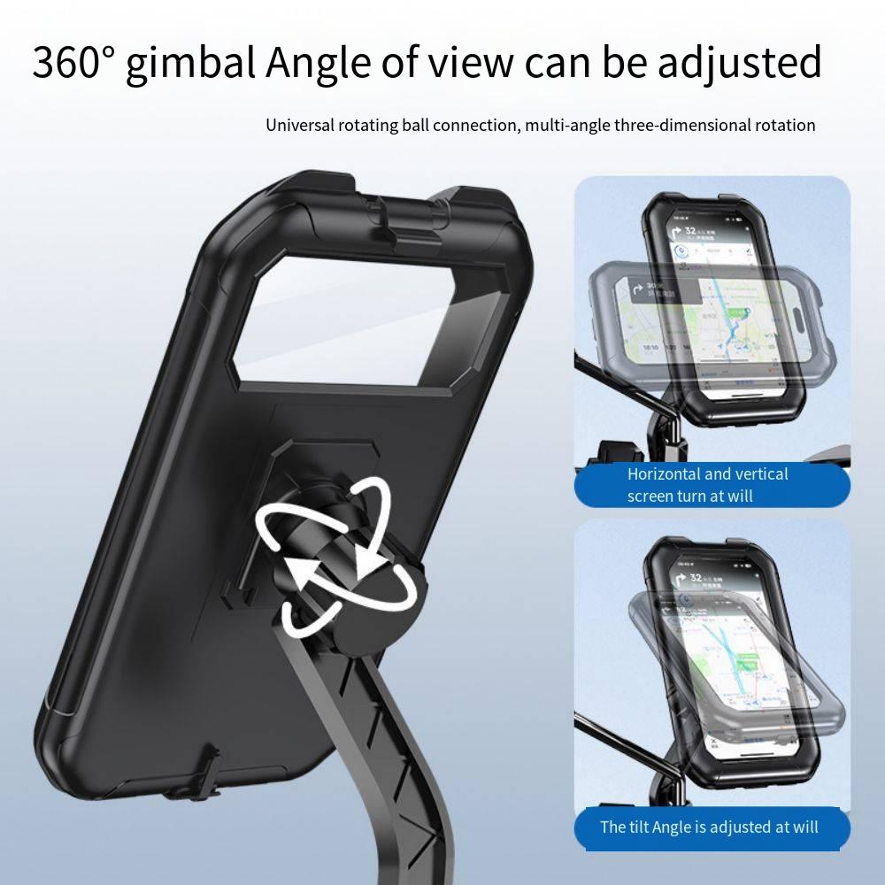 Supporto impermeabile per cellulare da moto, supporto per cellulare da moto regolabile con rotazione a 360°.