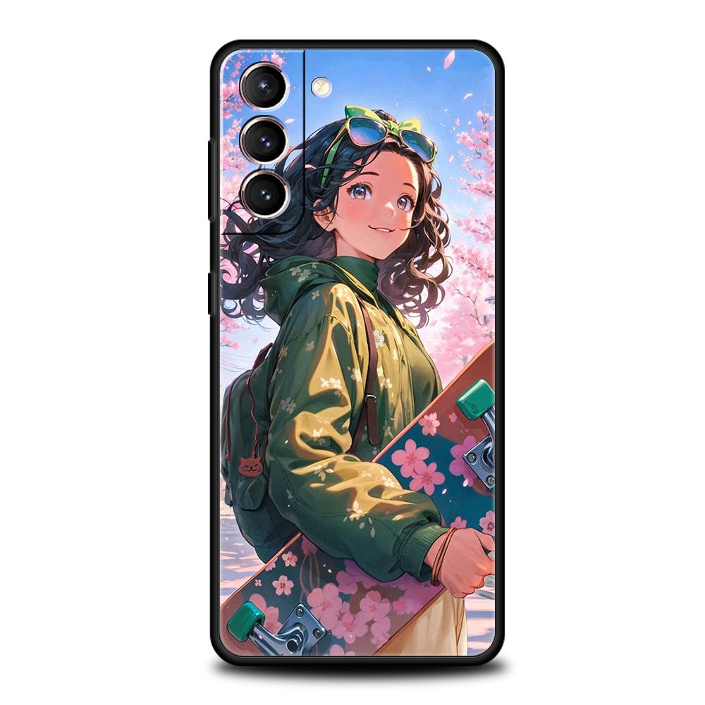 

Чехол для телефона для Samsung Galaxy S25 Edge S24 S23 S22 S20 S21 FE Ultra S10 S10E Plus Мягкий ТПУ Масляная живопись Уличная девушка Искусство Нишевый Samsung S23 FE