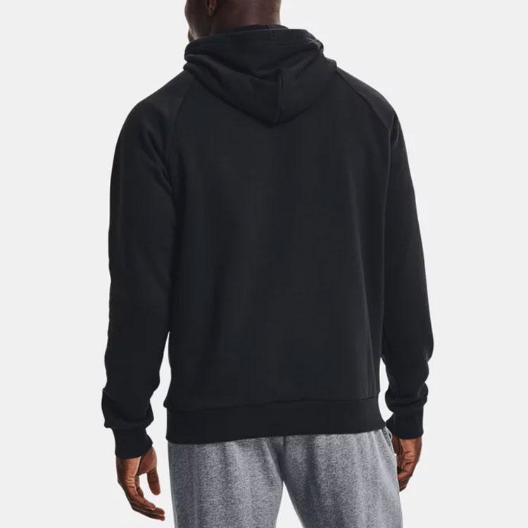 Under Armour Project Rock Johnson Series Front Logo Print Knitted Drawstring Hoodie Men hoodies Black 1366724-001