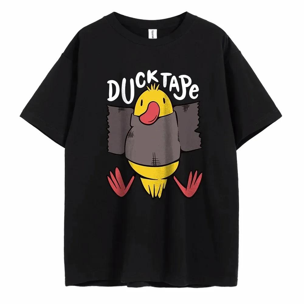 Duck Tape Printing Man T-Shirt Collar Short Sleeve Cotton Men's  Clothing for Summer Casual T Shirt Fashion Trend T-Shirt
