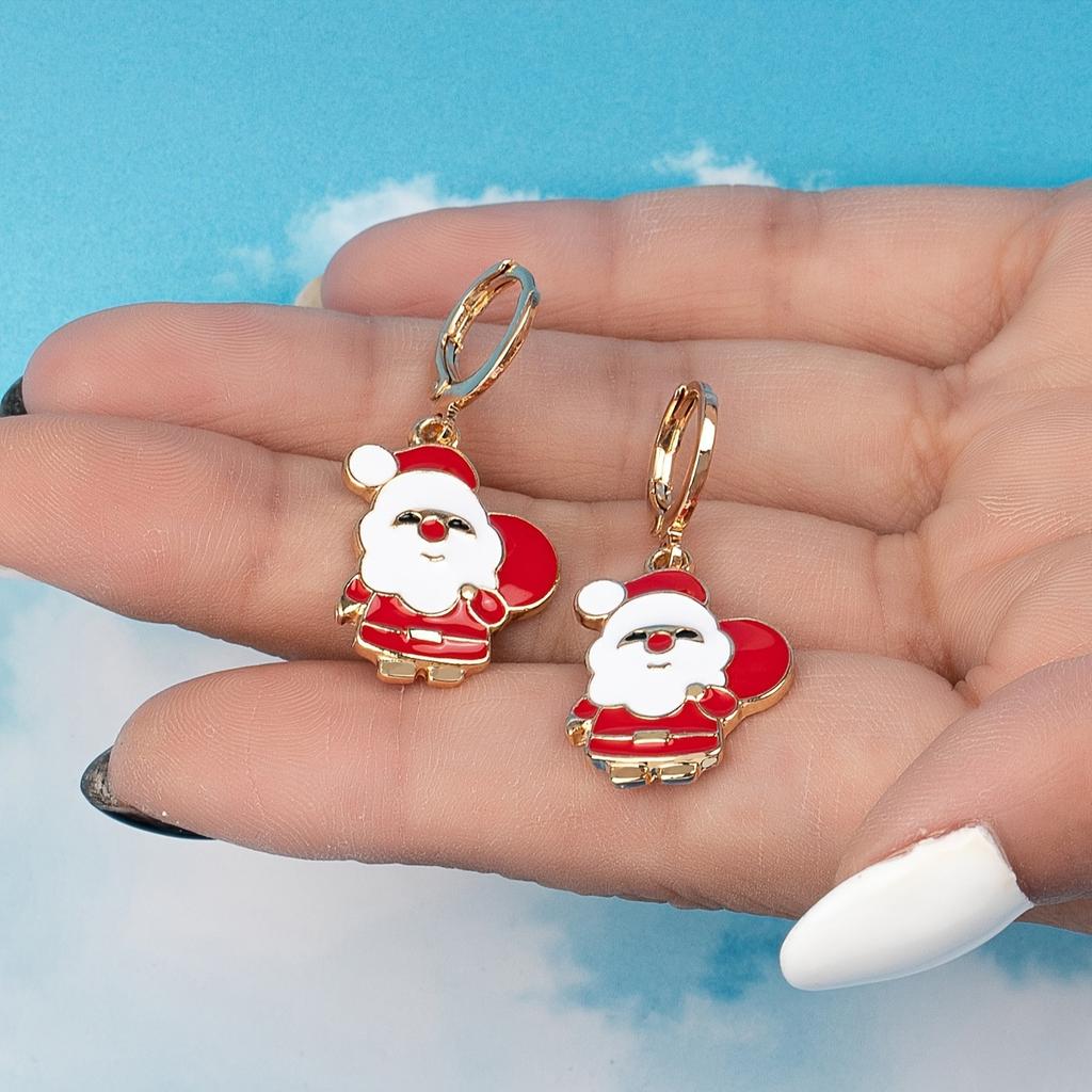 A New Christmas Cute Santa Earrings Animation Elegant Fashion