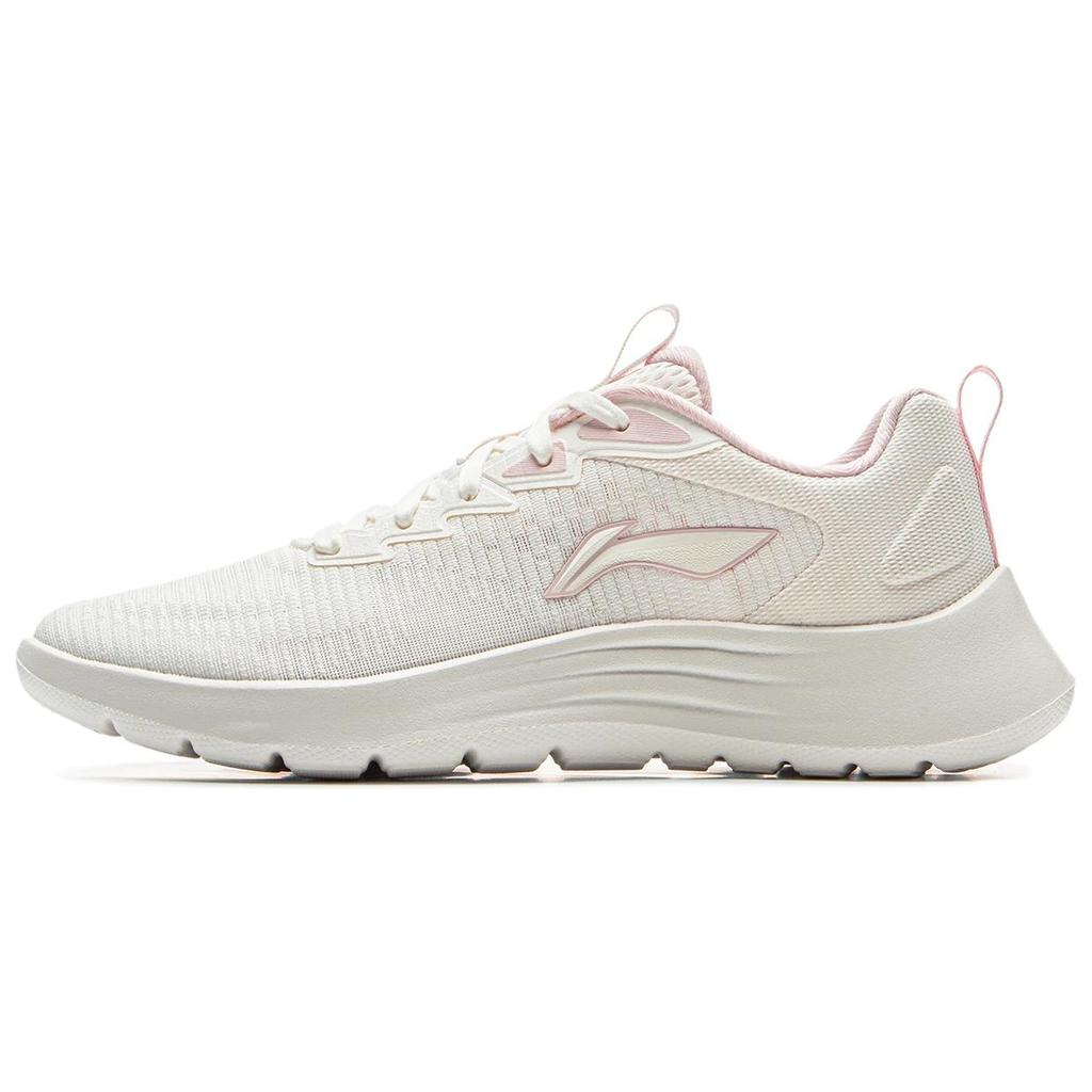 New LiNing Feather Cushioning, Slip Resistant, Abrasion Resistant, Lightweight Low Top Running Shoes Women's White Pink ARSV034-1