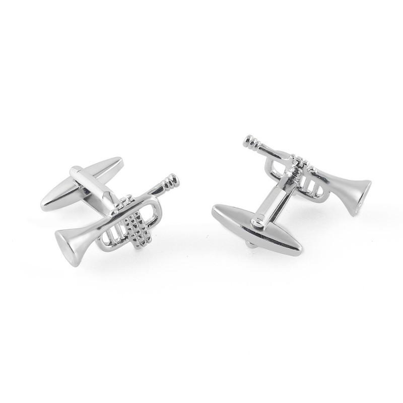 Instrument Trumpet Shaped Pure Copper Metal Cufflinks Men's French Shirt